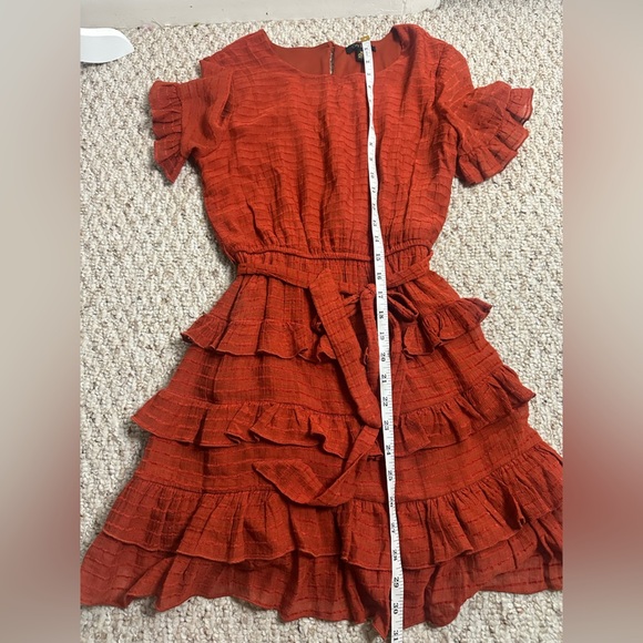 City Studio Ruffled Mini Dress in Bold burnt orange size XS - Picture 3 of 8